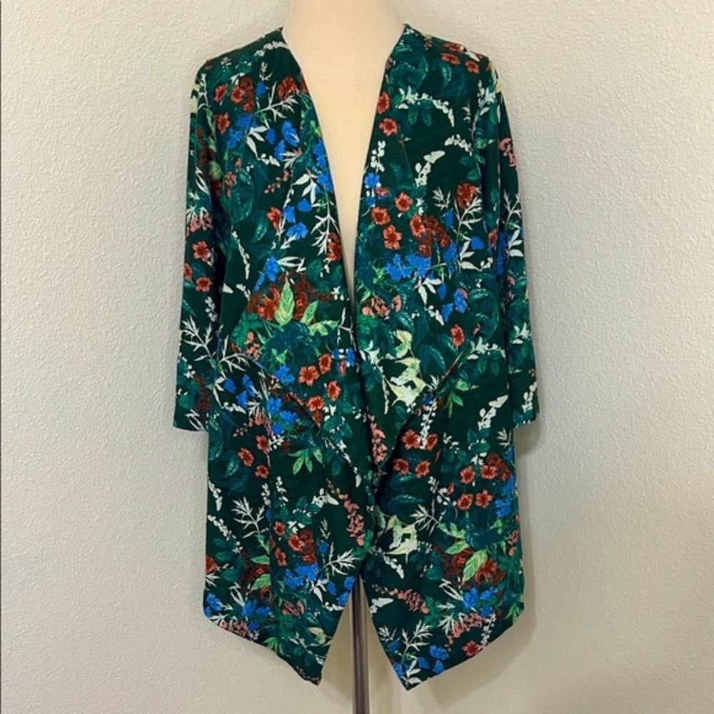 Soft Surroundings Fall Autumn Floral Open Front Cardigan Jacket Top Small S 6 8